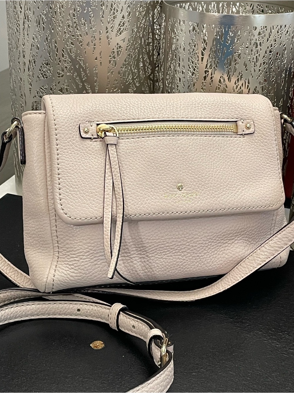 kate spade Light Pink Pebbled Leather Crossbody with Gold Hardware
